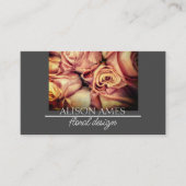 ピンクエレガントのバラ花屋またはフローラデザイナー 名刺 (正面)