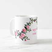 ピンクエレガントのバラ コーヒーマグカップ (正面左)