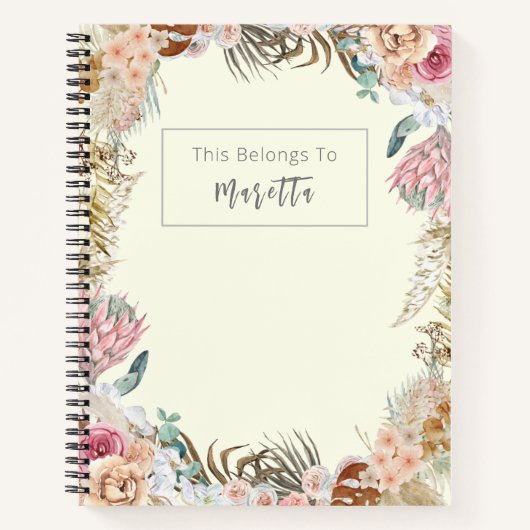 ピンクエレガントのバラ ノートブック (正面)