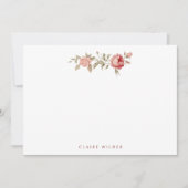 ピンクエレガントのバラ – 名前/モノグラムの追加 ノートカード (正面)