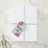 ピンクエレガントのバラ&牡丹の芽のギフト結婚ラベル ギフトタグ (より糸付き)