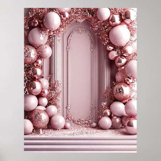 ピンクエレガントのバルーン装飾 ポスター (正面)