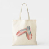 ピンクエレガントのバレエのフラッツ可愛いガーリーダンスシューズ トートバッグ (裏面)