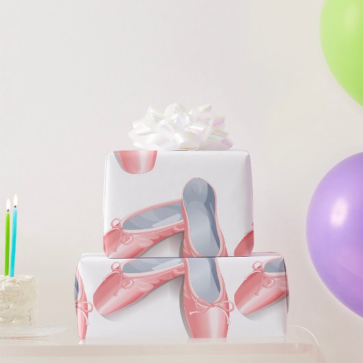 ピンクエレガントのバレエのフラッツ可愛いガーリーダンスシューズ ラッピングペーパー