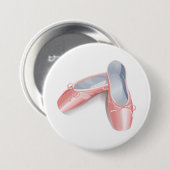 ピンクエレガントのバレエのフラッツ可愛いガーリーダンスシューズ 缶バッジ (正面&裏面)