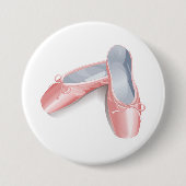 ピンクエレガントのバレエのフラッツ可愛いガーリーダンスシューズ 缶バッジ (正面)