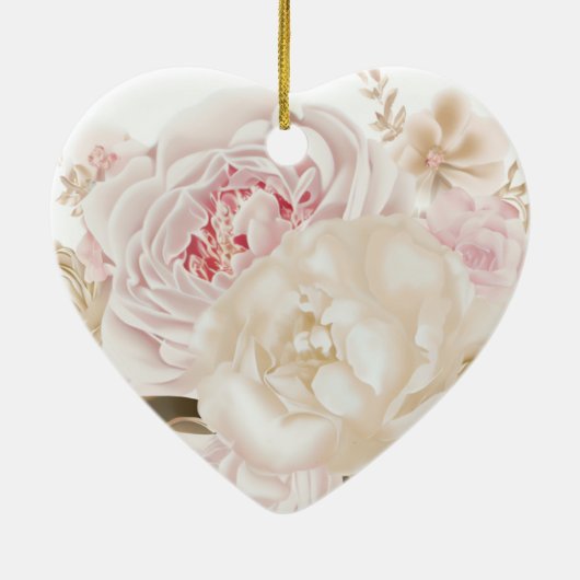 ピンクエレガントのパーソナライズされた初めてのクリスマス セラミックオーナメント (裏面)