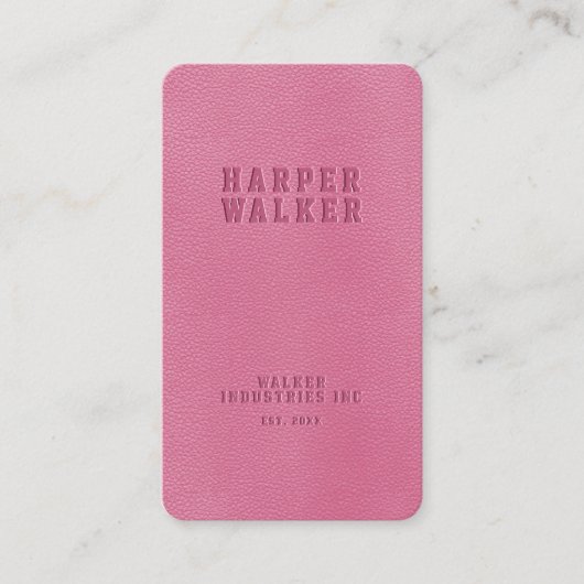 ピンクエレガントのフェイクビーガン革 名刺 (正面)