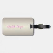 ピンクエレガントのフラミゴ – 光沢のあるフォイルのコンフェッティダイヤモンド ラゲッジタグ (裏面横)