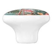 ピンクエレガントのフラミンゴの鳥と熱帯の花 セラミックノブ (側面)