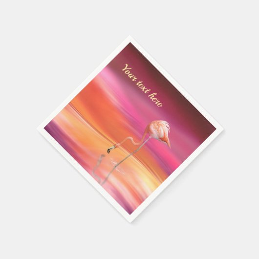 ピンクエレガントのフラミンゴサーレアルパステルがパーソナライズ スタンダードカクテルナプキン (角)