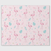ピンクエレガントのフラミンゴ模様 ラッピングペーパー (フラット)