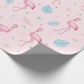 ピンクエレガントのフラミンゴ模様 ラッピングペーパー (角)