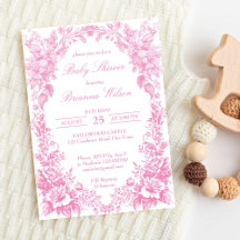 ピンクエレガントのフランスのトイル植物性の赤ちゃんシャワー