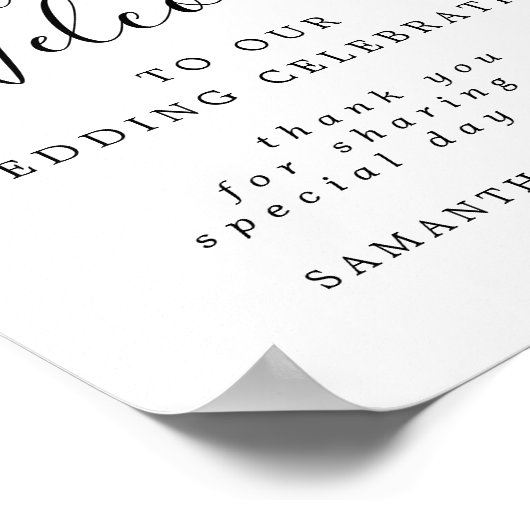 ピンクエレガントのフローラが我々のサインに結婚歓迎 ポスター (角)