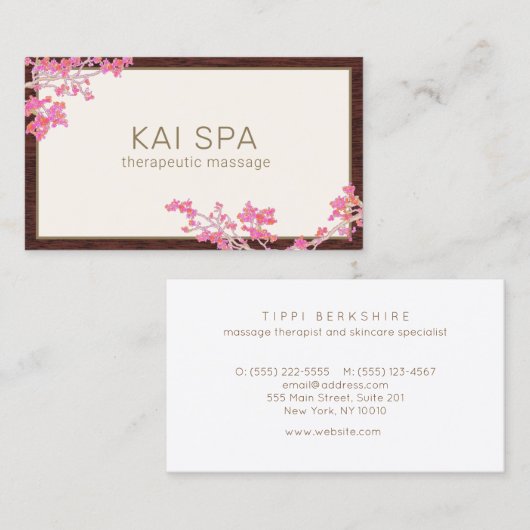 ピンクエレガントのフローラさくらんぼ 名刺 (正面/裏面)