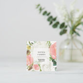 ピンクエレガントのフローラと金ゴールドのフェイク赤面 スクエア名刺