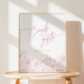 ピンクエレガントのフローラの陳腐なカードとギフト 台座サイン