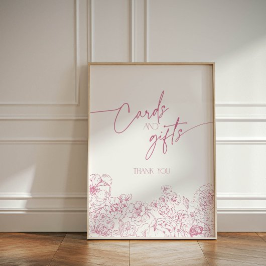 ピンクエレガントのフローラの陳腐なカードとギフト 台座サイン