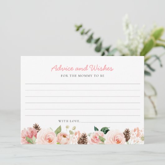 ピンクエレガントのフローラアドバイスとウィッシュズカード 招待状 (スタンド正面)