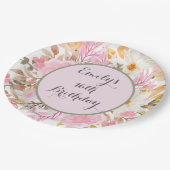 ピンクエレガントのフローラカスタムパーティー ペーパープレート (アングル)