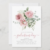 ピンクエレガントのフローラガレンティンデー 招待状 (正面)