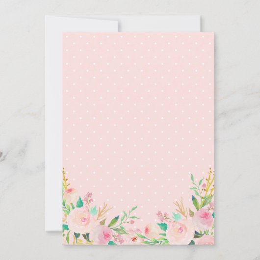 ピンクエレガントのフローラガールエレファントベビーシャワー 招待状 (裏面)