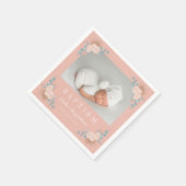 ピンクエレガントのフローラガール写真バプテスマ スタンダードカクテルナプキン (角)