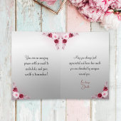 ピンクエレガントのフローラスクリプ賛美ト ノートカード