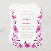 ピンクエレガントのフローラチノイスリーリハーサルディナー 招待状 (正面/裏面)