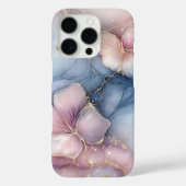 ピンクエレガントのフローラデザインと青の大理石効果 Case-Mate iPhoneケース (裏面)