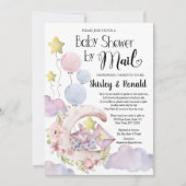 ピンクエレガントのフローラバルーン赤ちゃんシャワー（郵便） 招待状 (正面)