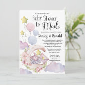 ピンクエレガントのフローラバルーン赤ちゃんシャワー（郵便） 招待状 (スタンド正面)
