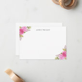 ピンクエレガントのフローラパーソナライズされた文具 ノートカード (正面/裏面インサイチュ)