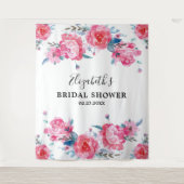 ピンクエレガントのフローラブライダルシャワー写真の背景 タペストリー (正面)