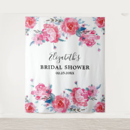 ピンクエレガントのフローラブライダルシャワー写真の背景 タペストリー