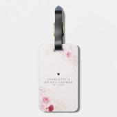 ピンクエレガントのフローラブライダルシャワー ラゲッジタグ (裏面縦)