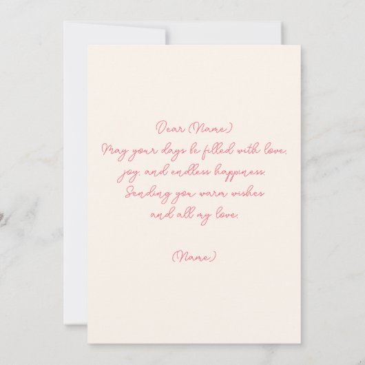 ピンクエレガントのフローラブーケとハートとリボン カード (裏面)