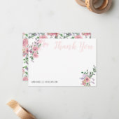 ピンクエレガントのフローラブーケの水彩ありがとう ノートカード (正面/裏面インサイチュ)