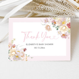 ピンクエレガントのフローラベビーの開花ベビーシャワー サンキューカード