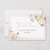ピンクエレガントのフローラベビーの開花ベビーシャワー サンキューカード (正面)