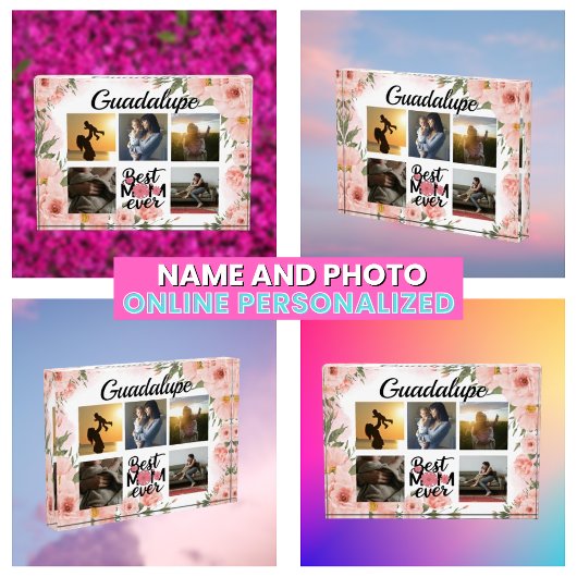 ピンクエレガントのフローラモダン記念 フォトブロック