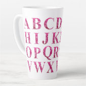 ピンクエレガントのフローラレタリング カフェラテマグ (左アングル)