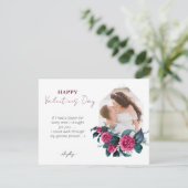 ピンクエレガントのフローラ写真水平バレンタイン シーズンカード (スタンド正面)