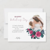 ピンクエレガントのフローラ写真水平バレンタイン シーズンカード (正面)