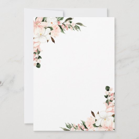 ピンクエレガントのフローラ婚約パーティ写真 招待状 (裏面)