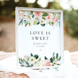 ピンクエレガントのフローラ愛は甘いデザートの看板 ポスター