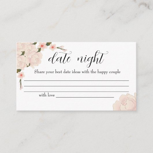 ピンクエレガントのフローラ日付の夜アイディア。日付jar エンクロージャーカード (正面)