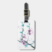 ピンクエレガントのフローラ春ブロッサムウォーターのカラーアート ラゲッジタグ (正面縦)
