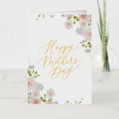 ピンクエレガントのフローラ母の日フォイルグリーティングカー 箔シーズンカード (正面)